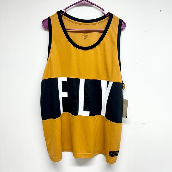 Nike Women Yellow Big Logo Swoosh Fly Dri-FIT Basketball Jersey Tank Size XXL - Picture 1 of 3